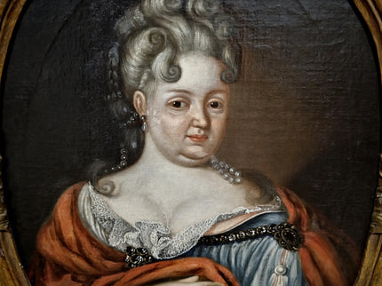 1720 Rare French Aristocratic Portrait, Early Rococo Oval Oil Painting, Régence Period Noble Lady, 18th Century Museum Quality Artwork