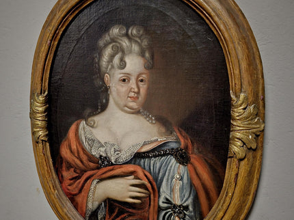 1720 Rare French Aristocratic Portrait, Early Rococo Oval Oil Painting, Régence Period Noble Lady, 18th Century Museum Quality Artwork