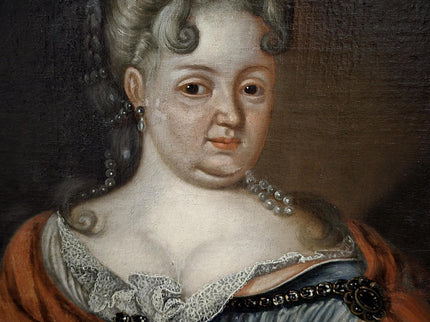 1720 Rare French Aristocratic Portrait, Early Rococo Oval Oil Painting, Régence Period Noble Lady, 18th Century Museum Quality Artwork