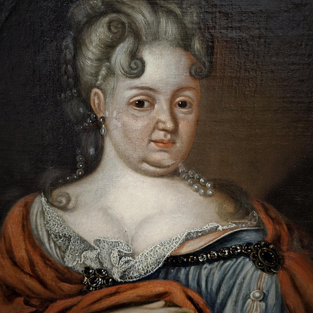 1720 Rare French Aristocratic Portrait, Early Rococo Oval Oil Painting, Régence Period Noble Lady, 18th Century Museum Quality Artwork