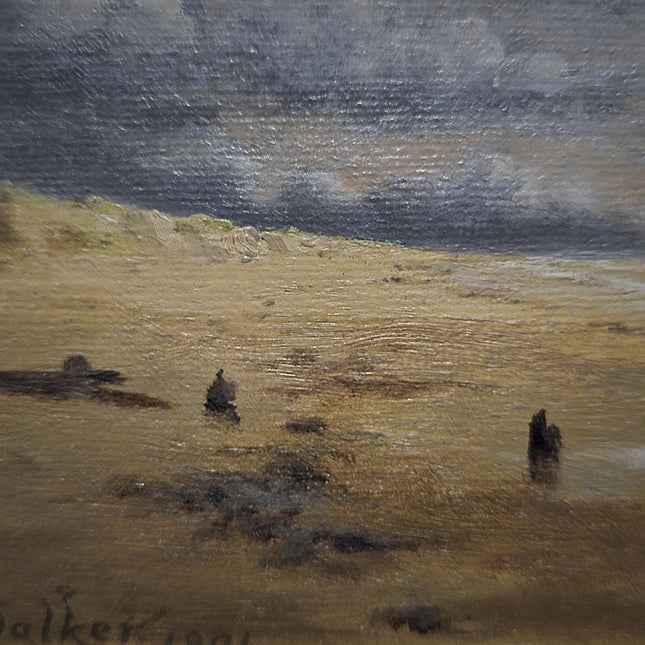 Antique Dutch Seascape Oil Painting, Dark Moody Marine Landscape, Signed Original in Gilded Frame, Nautical Wall Decor Collectible Fine Art