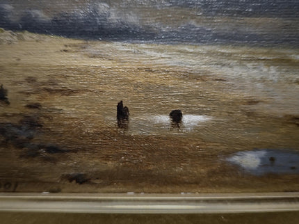 Antique Dutch Seascape Oil Painting, Dark Moody Marine Landscape, Signed Original in Gilded Frame, Nautical Wall Decor Collectible Fine Art