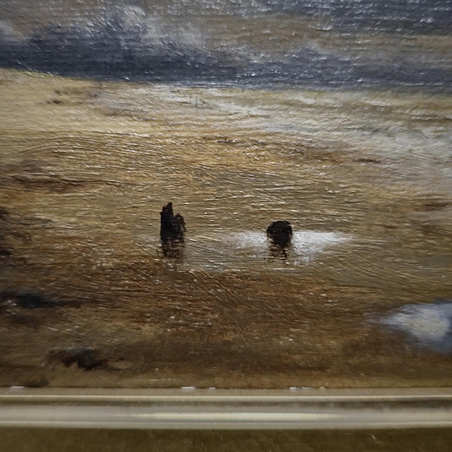Antique Dutch Seascape Oil Painting, Dark Moody Marine Landscape, Signed Original in Gilded Frame, Nautical Wall Decor Collectible Fine Art