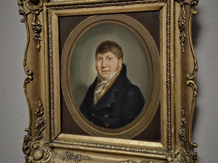 Antique Dutch Oil Portrait Painting, 19th Century Gentleman Artwork, Gilt Framed Nobleman, Collectible Fine Art, Classical Wall Decor