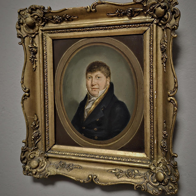 Antique Dutch Oil Portrait Painting, 19th Century Gentleman Artwork, Gilt Framed Nobleman, Collectible Fine Art, Classical Wall Decor