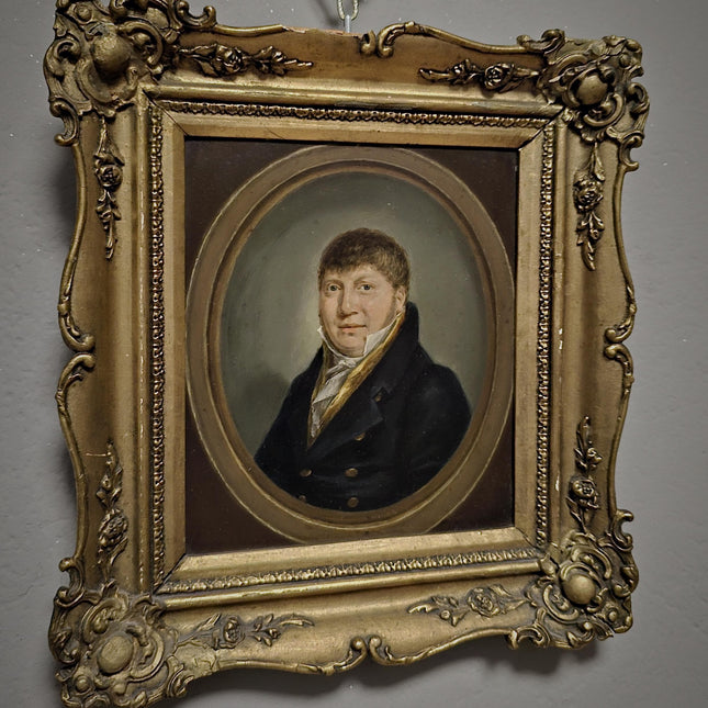 Antique Dutch Oil Portrait Painting, 19th Century Gentleman Artwork, Gilt Framed Nobleman, Collectible Fine Art, Classical Wall Decor