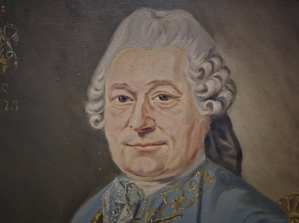 1773 Rare Antique Oil Portrait, European Baron Heraldic Coat of Arms, Large 18th Century Nobleman Painting Old Master Museum Quality Artwork