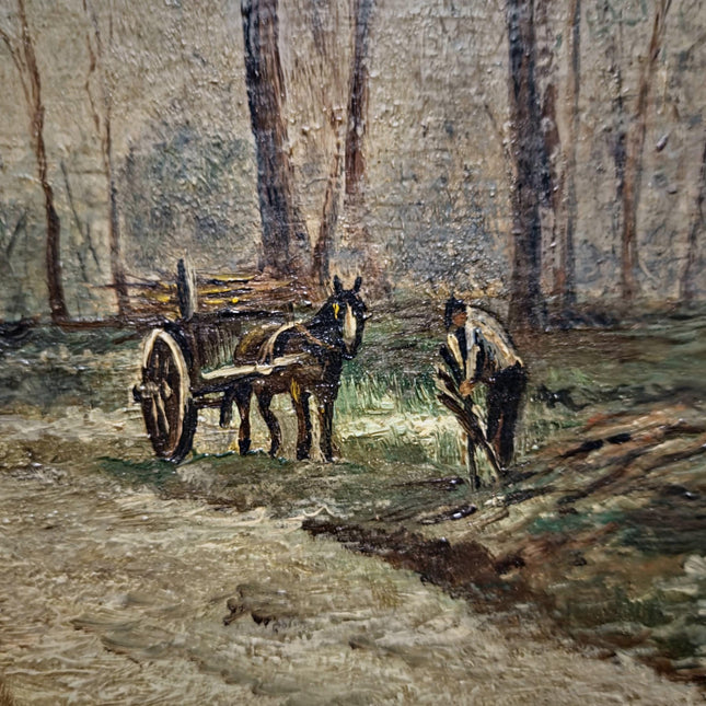 Vintage Dutch Oil Painting, Signed Woodland Landscape, Framed Countryside Scene, Rustic Wall Art, Farmhouse Decor, Nature Painting