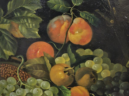Large Antique Fruit Still Life Oil Painting, Flemish Pronk Composition, Dutch Golden Age Style Artwork, Dark Academia Wall Decor, Baroque