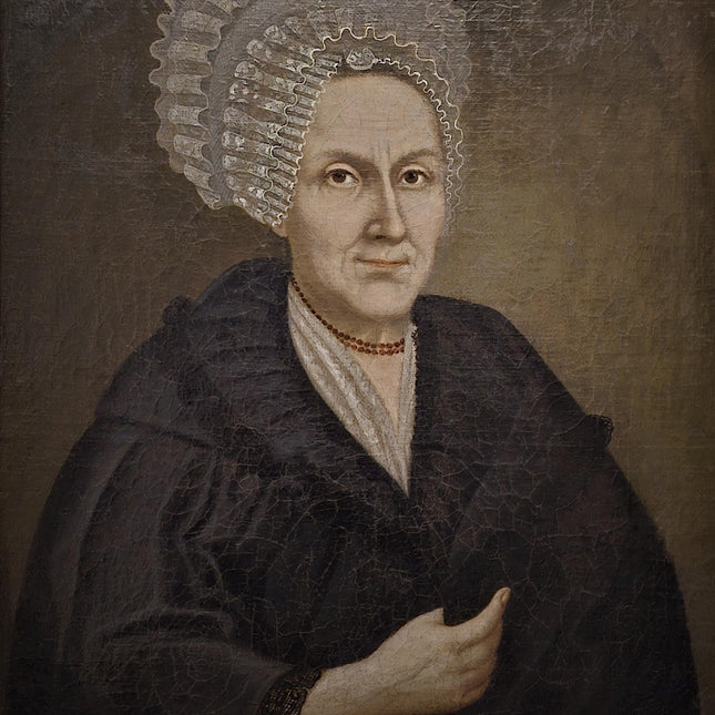 Large Antique Lady Oil Portrait 18th Century Baroque Painting Bourgeois Woman Museum Quality Original Artwork Gold Framed Historic Wall Art