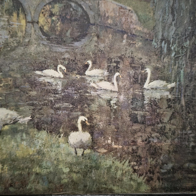 Antique Belgian Watercolor Bruges Canal Scene, Signed Flanders Cityscape, Swans and Stone Bridge, Framed European Wall Art, Original Artwork