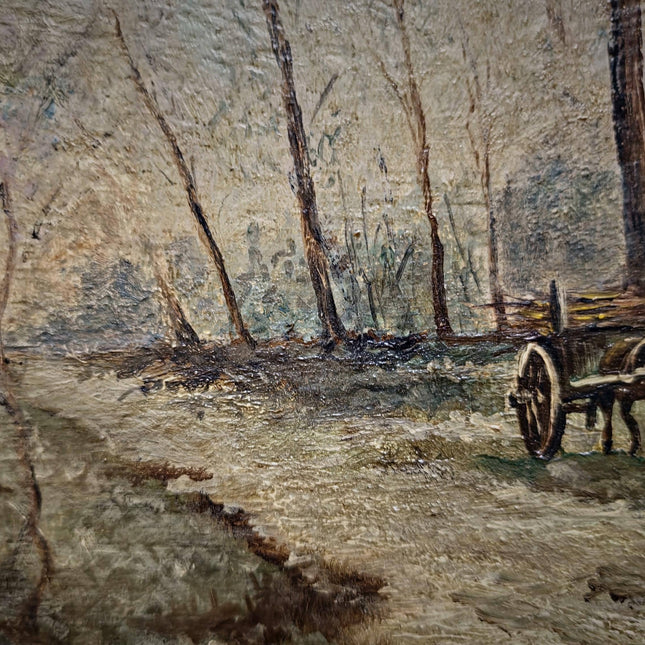 Vintage Dutch Oil Painting, Signed Woodland Landscape, Framed Countryside Scene, Rustic Wall Art, Farmhouse Decor, Nature Painting