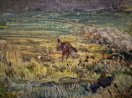 Antique French Oil Painting Pastoral Landscape with Sheep in Barbizon Style, Signed Artwork, Rustic Wall Art for Farmhouse Decor