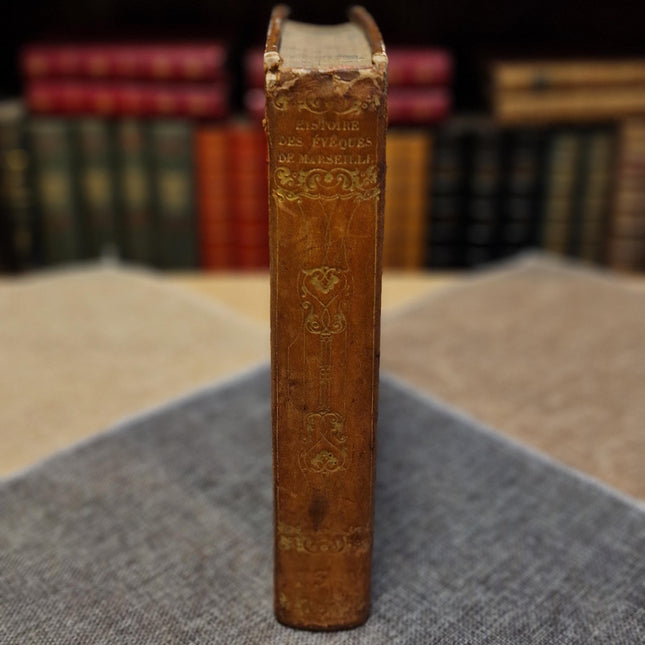 1751 Antique French Leather Book, 18th Century Religious History, Church Antiquity, Dark Academia Library Decor, Vintage Interior
