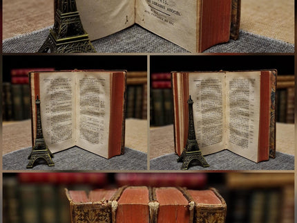 1753 Antique French Leather Book Set, 37 Volumes, 18th Century Bookshelf Decor, Rare Church History Library, Dark Academia Interior