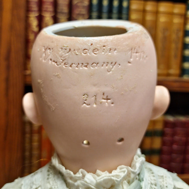 Large Antique German Porcelain Doll, Bisque Head, Victorian Style Display Figurine, Vintage Collectible Decor, Romantic Gift 19th Century