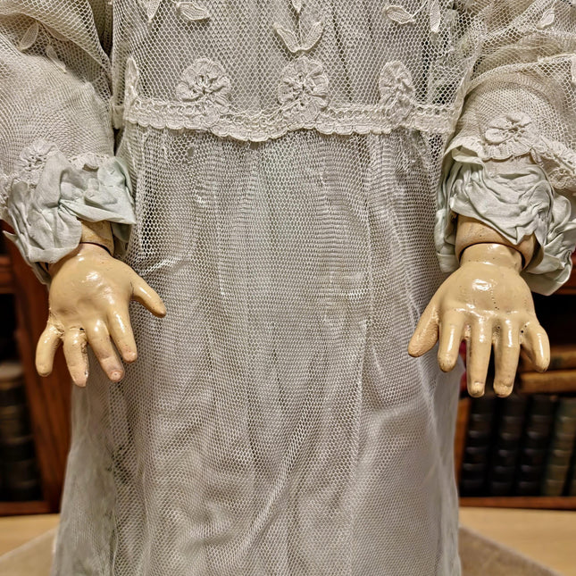 Large Antique German Porcelain Doll, Bisque Head, Victorian Style Display Figurine, Vintage Collectible Decor, Romantic Gift 19th Century