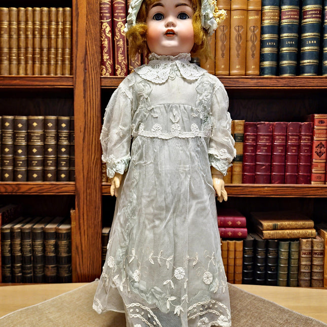 Large Antique German Porcelain Doll, Bisque Head, Victorian Style Display Figurine, Vintage Collectible Decor, Romantic Gift 19th Century