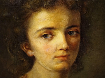 Antique German Portrait Oil Painting, 19th Century Academic Woman Portrait, Romantic Female Figure, Large Framed European Artwork