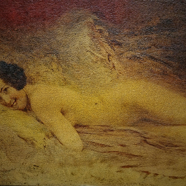 Antique French Nude Painting, Figurative Portrait, Academic Salon Art, Signed Oil On Canvas, Gilded Framed Wall Decor, Boudoir Interior