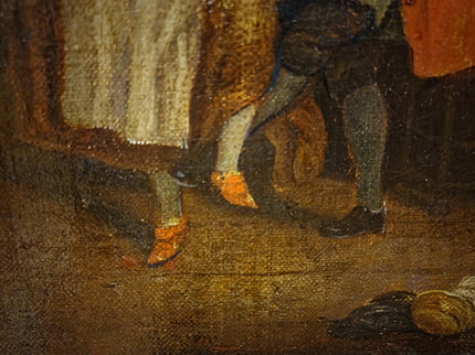 Antique Dutch Genre Painting, Gentleman And Maid Scene, 18th Century Oil On Canvas, Old Master Style, Dark Moody Framed Wall Art Decor