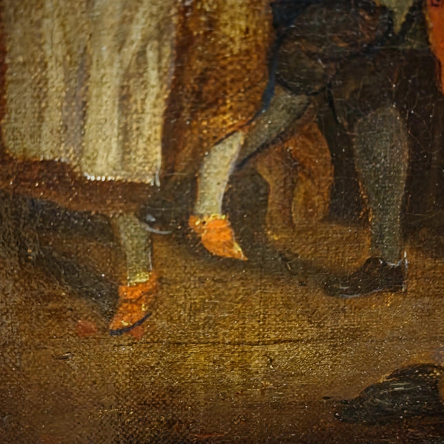 Antique Dutch Genre Painting, Gentleman And Maid Scene, 18th Century Oil On Canvas, Old Master Style, Dark Moody Framed Wall Art Decor