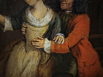 Antique Dutch Genre Painting, Gentleman And Maid Scene, 18th Century Oil On Canvas, Old Master Style, Dark Moody Framed Wall Art Decor