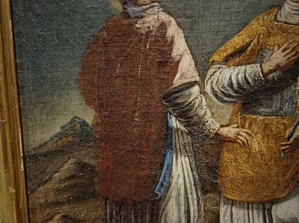 Rare Antique Religious Painting, Saint Stephen And Lawrence, 18th Century Baroque Art, South German Devotional Oil, Folk Catholic Decor