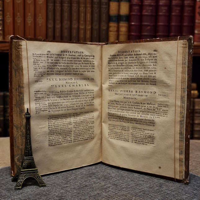 1751 Antique French Leather Book, 18th Century Religious History, Church Antiquity, Dark Academia Library Decor, Vintage Interior