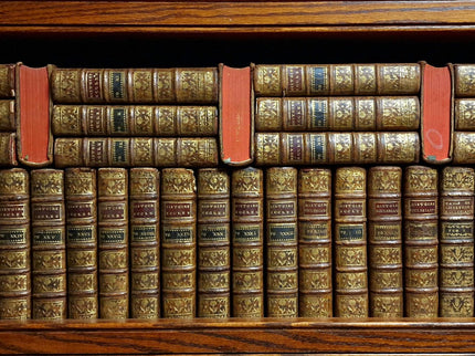 1753 Antique French Leather Book Set, 37 Volumes, 18th Century Bookshelf Decor, Rare Church History Library, Dark Academia Interior