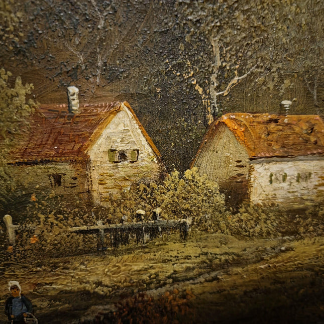 Large Antique French Landscape Oil Painting, 19th Century Romantic River Scene, Countryside Artwork, Gold Framed Wall Decor, Original Canvas