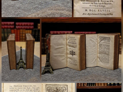 Antique French Leather Books Set of 10, 18th Century Library Volumes, Dark Academia Decor, Old European Book Collection, Shelf Styling