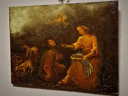 Rare Antique Dutch Genre Oil Painting, 18th Century Allegorical Scene with Cupid, Old Master Style, Dark Moody Wall Decor