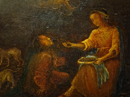 Rare Antique Dutch Genre Oil Painting, 18th Century Allegorical Scene with Cupid, Old Master Style, Dark Moody Wall Decor
