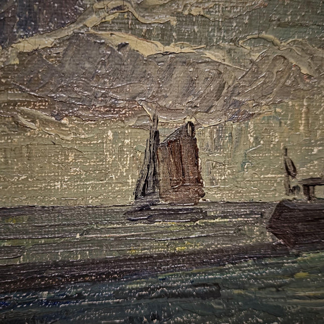 Antique Marine Oil Painting, German Seascape with Steamship, Signed Nautical Artwork, Impressionist Ocean Scene, Vintage Coastal Wall Decor