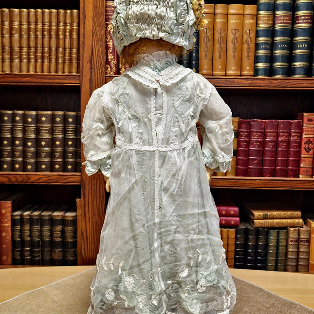 Large Antique German Porcelain Doll, Bisque Head, Victorian Style Display Figurine, Vintage Collectible Decor, Romantic Gift 19th Century