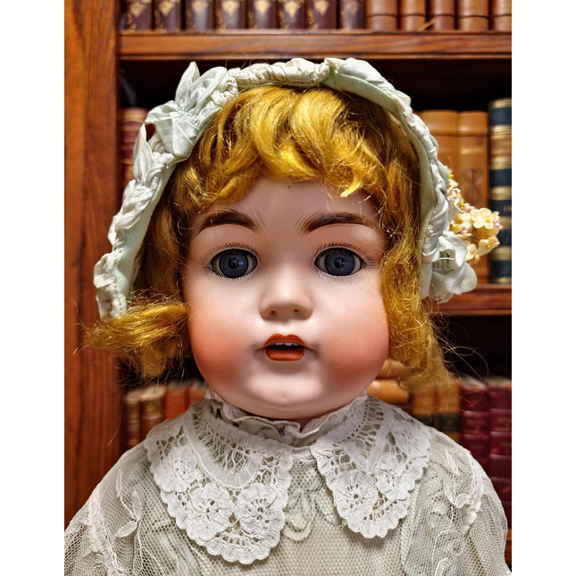 Large Antique German Porcelain Doll, Bisque Head, Victorian Style Display Figurine, Vintage Collectible Decor, Romantic Gift 19th Century