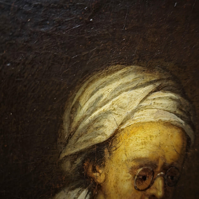 Rare 18th Century Dutch Oil Painting, Old Woman Reading With Glasses, Genre Scene Original Artwork, Old Master Style, Dark Academia Decor