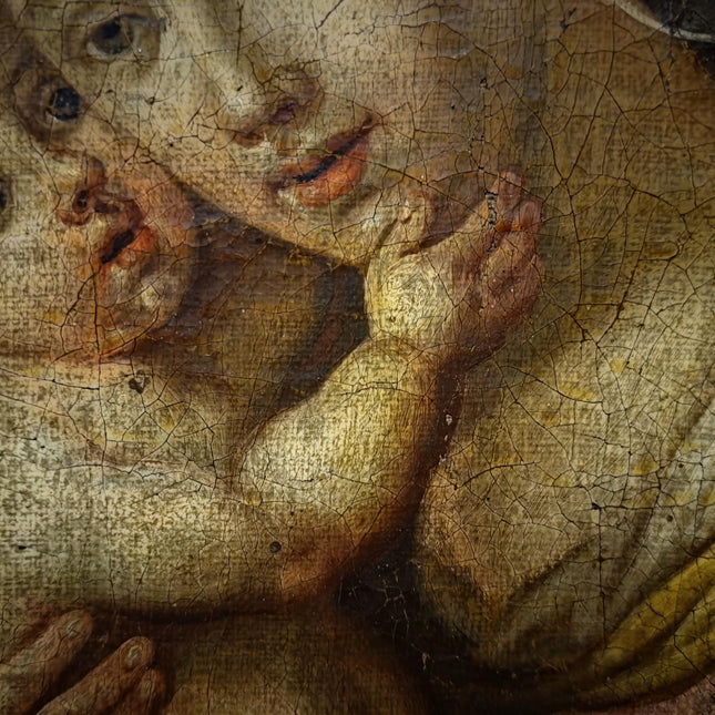 Antique Religious Painting, Madonna And Child Art, Baroque Oil On Canvas, 18th Century Artwork, Sacred Framed Wall Decor, Christian Icon