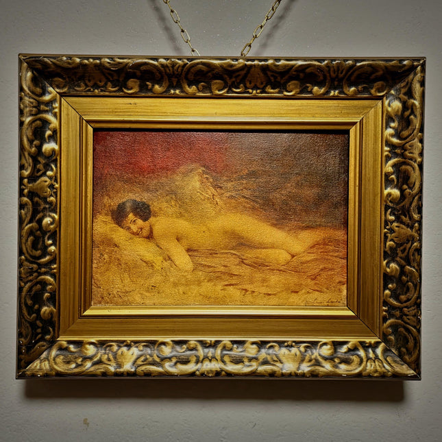 Antique French Nude Painting, Figurative Portrait, Academic Salon Art, Signed Oil On Canvas, Gilded Framed Wall Decor, Boudoir Interior