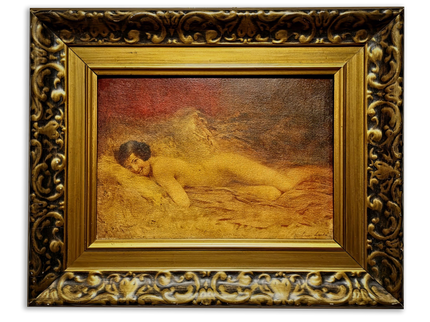 Antique French Nude Painting, Figurative Portrait, Academic Salon Art, Signed Oil On Canvas, Gilded Framed Wall Decor, Boudoir Interior