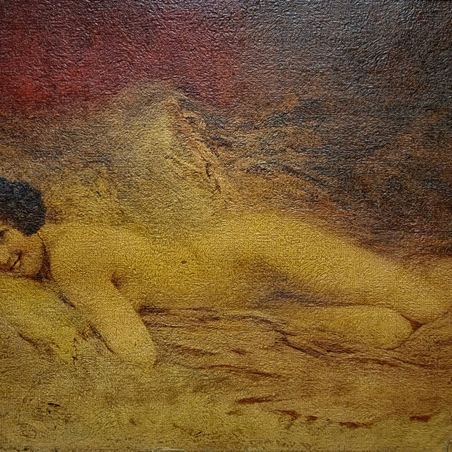 Antique French Nude Painting, Figurative Portrait, Academic Salon Art, Signed Oil On Canvas, Gilded Framed Wall Decor, Boudoir Interior
