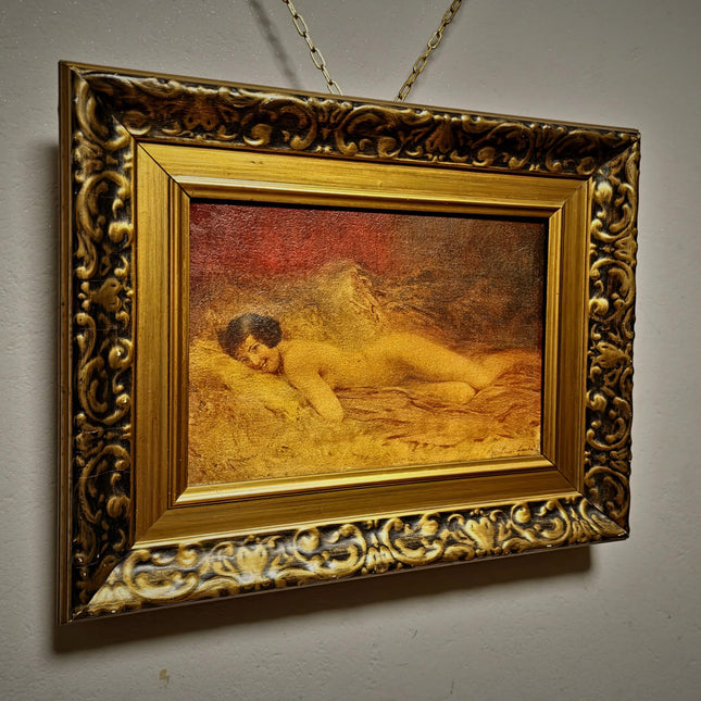 Antique French Nude Painting, Figurative Portrait, Academic Salon Art, Signed Oil On Canvas, Gilded Framed Wall Decor, Boudoir Interior