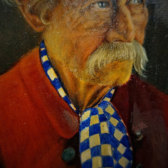 Antique Bavarian Portrait Oil Painting, Signed Folk Artwork, German Gentleman, Rustic Wall Decor, Man Cave Interior, Framed Character Art