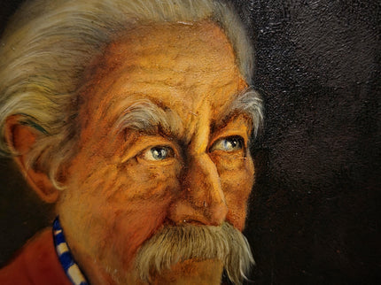 Antique Bavarian Portrait Oil Painting, Signed Folk Artwork, German Gentleman, Rustic Wall Decor, Man Cave Interior, Framed Character Art