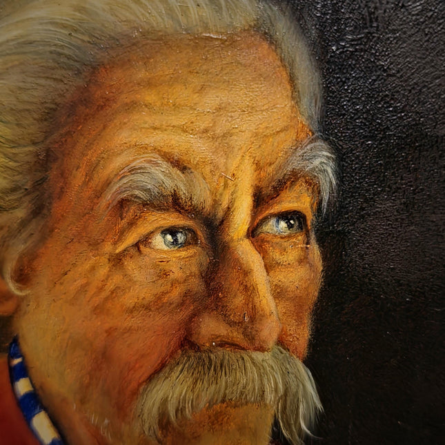 Antique Bavarian Portrait Oil Painting, Signed Folk Artwork, German Gentleman, Rustic Wall Decor, Man Cave Interior, Framed Character Art