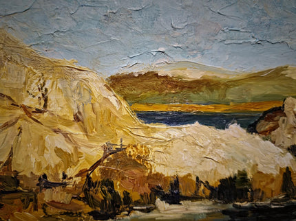 Antique French Coastal Landscape Oil Painting, Mediterranean Seascape, Provence Artwork, Impasto Marine, Seaside Wall Decor, Ocean View