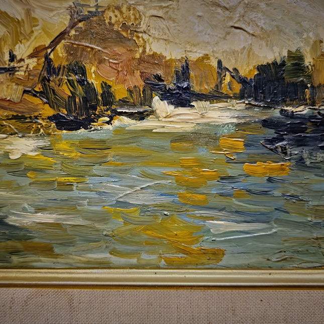 Antique French Coastal Landscape Oil Painting, Mediterranean Seascape, Provence Artwork, Impasto Marine, Seaside Wall Decor, Ocean View