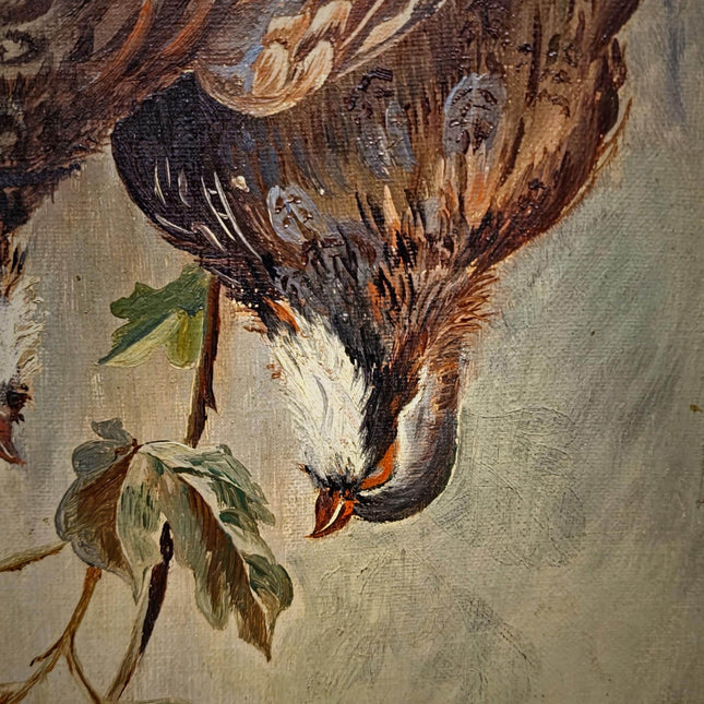 Antique French Hunting Still Life Oil Painting, Signed Game Birds Artwork, Framed Original European Fine Art, Rustic Farmhouse Trophy Decor