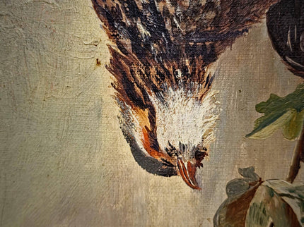 Antique French Hunting Still Life Oil Painting, Signed Game Birds Artwork, Framed Original European Fine Art, Rustic Farmhouse Trophy Decor